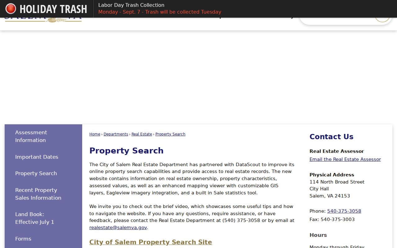 Salem residents directory property search page