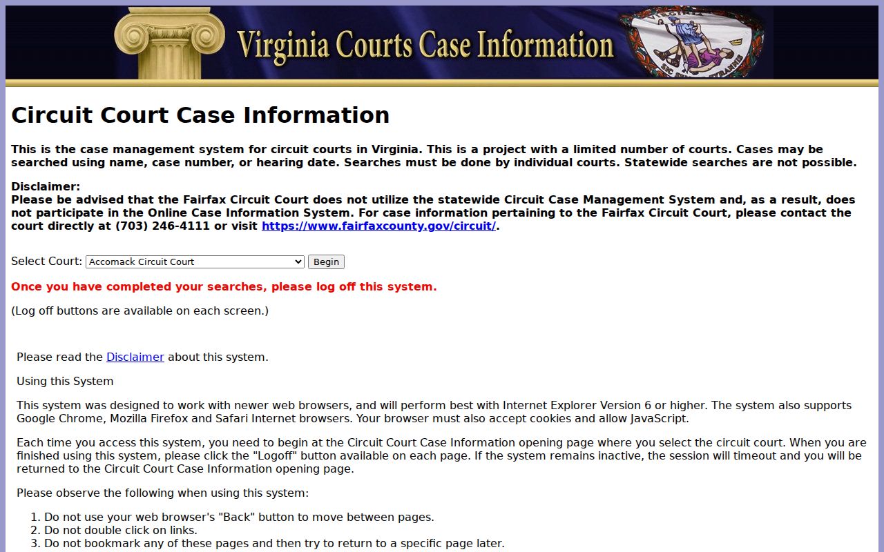 Salem resident lookup Virginia circuit case search