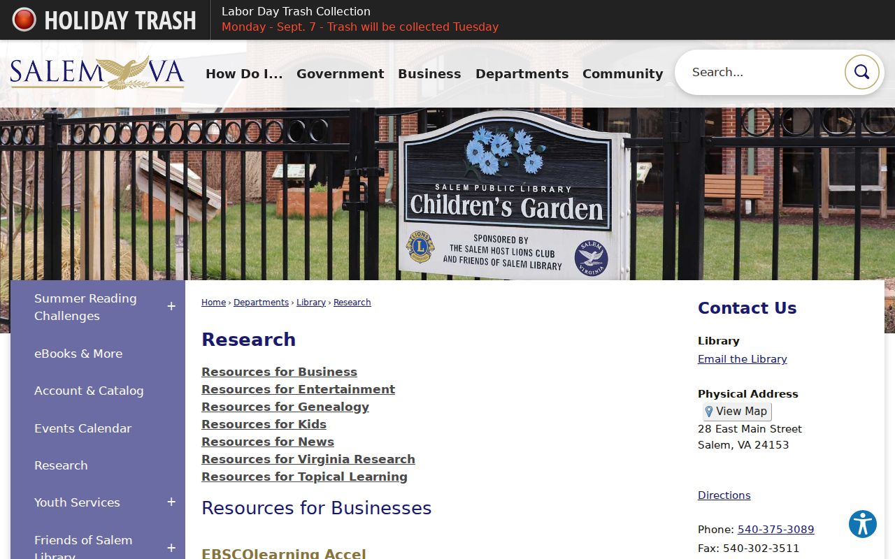 Salem city directory research resources at Salem Public Library