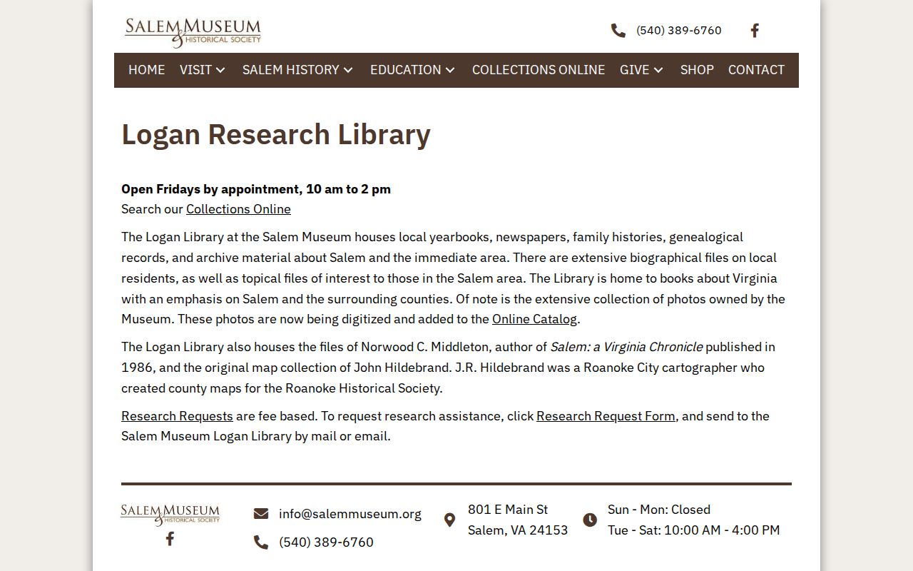 Salem residents directory Logan Research Library source