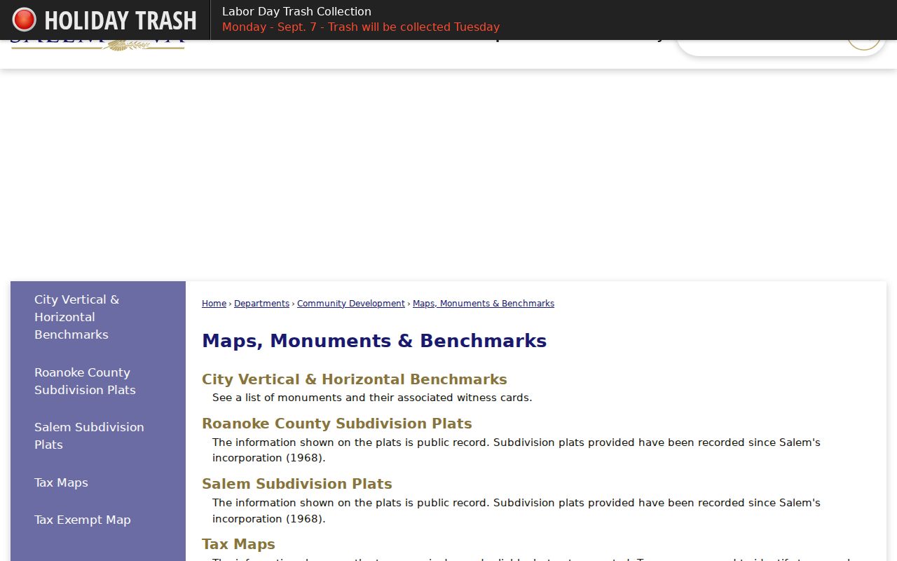 Salem street directory parcel plat index source